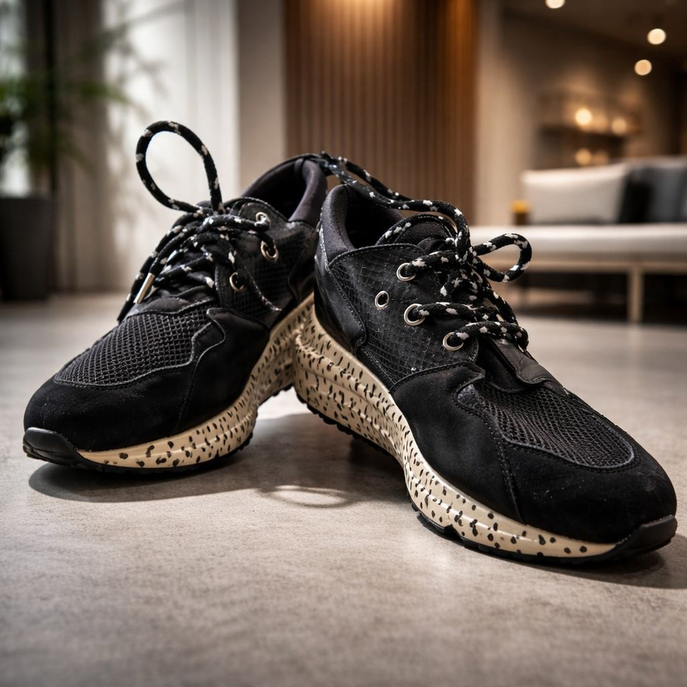 Women's Baddie STEVE MADDEN Athletic Sneakers Sz 10 Black White Animal Print EUC